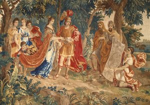 A Fundação de Cartago: detalhe mostrando o plano da cidade apresentado ao Dido de Heinrich II Reydams