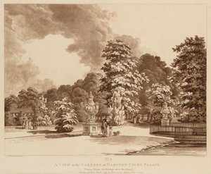 Vista dos Jardins do Palácio de Hampton Court (gravura e água-tinta) de Heinrich Joseph Schuz