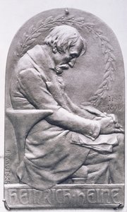 Medalhão de retrato de Heinrich Heine (1797-1856) (bronze) (foto bw)