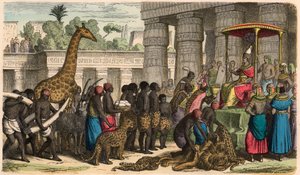 Antigo Egipto : Os etíopes trazem as suas homenagens perante o Faraó de Heinrich Leutemann