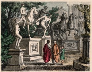 Grécia Antiga: estátuas de campeões olímpicos erigidas em Olympia, 1866 de Heinrich Leutemann