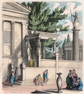 Grécia Antiga: A oliveira sagrada do castelo (Acrópole) em Atenas de Heinrich Leutemann