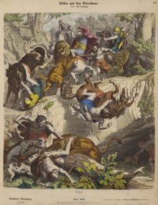 Caça ao leão cartaginês (gravura colorida) de Heinrich Leutemann