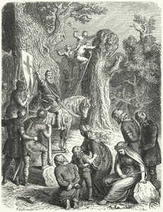 Carlos Magno ordena o corte do Irmensaule, carvalho sagrado dos Saxões, 772 (gravura)