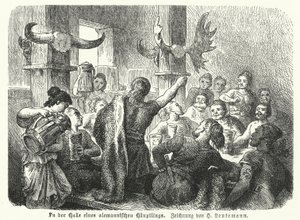 Festa no salão de um cacique germânico (gravura) de Heinrich Leutemann