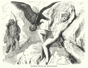 Heracles libertando Prometeu (gravura) de Heinrich Leutemann