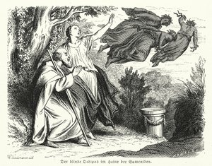 Édipo e Antígona no bosque das Euménides (gravura) de Heinrich Leutemann