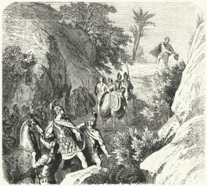 Perseu da Macedônia em marcha pelas gargantas da Tessália (gravura) de Heinrich Leutemann