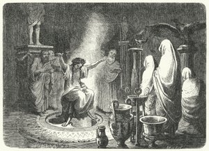 Pythia, Sumo Sacerdotisa do Templo de Apolo em Delfos (gravura)