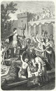 Recepção de um campeão olímpico em sua cidade natal, na Grécia Antiga (gravura) de Heinrich Leutemann