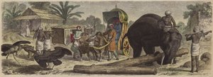 Cena em Bengala, Índia (gravura colorida) de Heinrich Leutemann