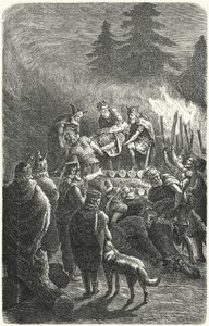 Funeral de Suebi na antiga Alemanha (gravura) de Heinrich Leutemann