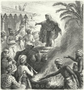 Suttee, costume funerário hindu (gravura) de Heinrich Leutemann