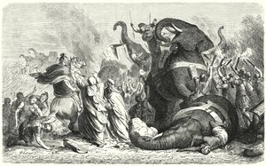 A Batalha de Asculum, 279 AC (gravura) de Heinrich Leutemann