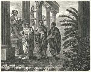 O Imperador Romano Augusto, Gaio Maecenas e Virgílio (gravura) de Heinrich Leutemann