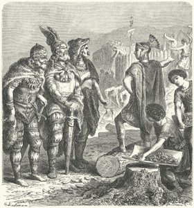 O general romano Stilicho negociando com os Godos, c400 (gravura) de Heinrich Leutemann