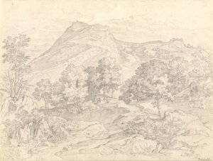 Vista de Civitella a partir da Serpentara junto a Olevano de Heinrich Reinhold