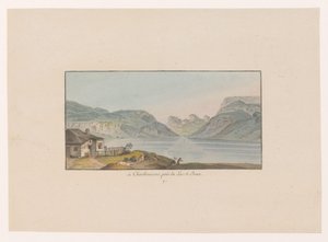 Gezicht em Les Charbonnières em Lac de Joux em Charbonieres, perto de Lac de Joux (título no objeto) Gezichten op Zwitserland (título da série) Coleção de algumas vistas desenhadas na Suíça a partir da natureza (título da série)