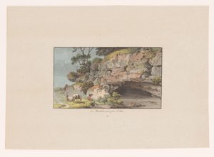 Vista de um pastor com cabras junto a uma caverna perto de Montcherand
à montcherand, prés d