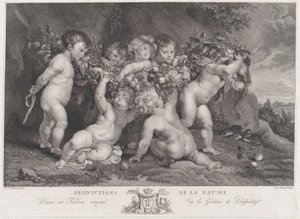 Sete putti carregando uma guirlanda de frutas, ca. 1780-87. de Heinrich Schmitz