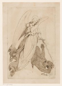 Anjo levanta uma santa e derrota um demônio de Heinrich Vianden