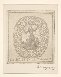Placa de livro: Ex Libris Erna Liebaldt de Heinrich Vogeler