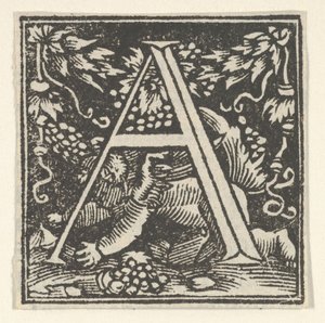 Letra inicial A com putto, ca. 1538. de Heinrich Vogtherr