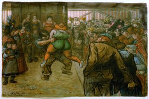 Luta no Schaubude de Heinrich Zille