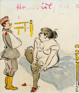 Soldado ferido e prostituta de Heinrich Zille