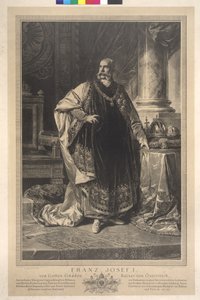 Figura inteira de pé de Francisco José I com o manto de lã de Heinrich von Angeli