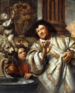 Retrato do Almirante Cornelius Tromp e um Atendente ao lado de uma Fonte