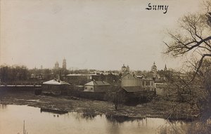 Primeira Guerra Mundial: a "Ucrânia nos anos 1914-1916 durante a invasão do exército alemão". Vista de Sumy (foto a p/b)