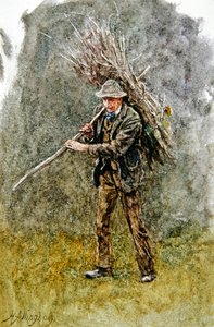 Um Pacote de Madeira (aguarela sobre papel) de Helen Allingham