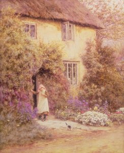 Uma porta de cabana (aguarela) de Helen Allingham