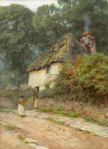 Uma casa de campo de Devonshire (aguarela) de Helen Allingham