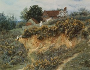 Em Sandhills, Witley (aquarela com riscos no papel) de Helen Allingham