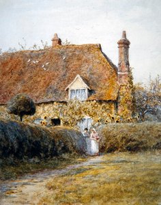 Por um portão de casa de campo (aguarela sobre papel) de Helen Allingham