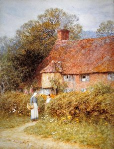 Casa de campo em Witley, Surrey (aguarela sobre papel) de Helen Allingham