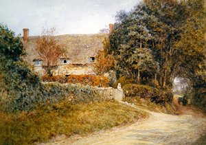 Alimentar as Pombas (aguarela sobre papel) de Helen Allingham