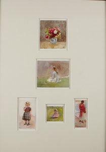 Cinco esboços (aguarela sobre papel) de Helen Allingham