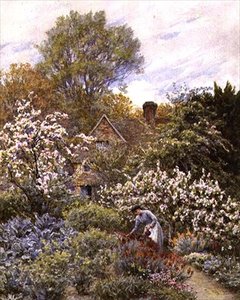 Jardim na Primavera (aguarela) de Helen Allingham