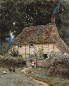 Na Brook Road, perto de Witley (aquarela com riscos no papel) de Helen Allingham
