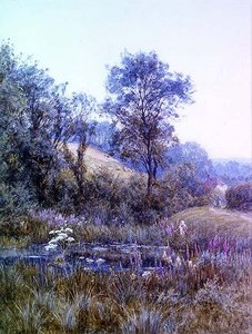 Apanhar flores junto à lagoa de Helen Allingham