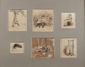 Rimas para os Jovens (caneta sépia e lavagem em papel) de Helen Allingham