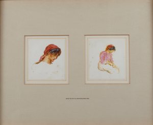 Estudo de uma rapariga com um lenço vermelho de cabeça de Helen Allingham