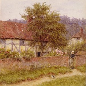 The Stray Kitten, c.1891 (óleo sobre tela) de Helen Allingham
