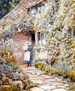 Casinha de videira (aguarela sobre papel) de Helen Allingham
