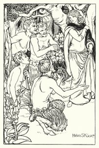 Una é resgatada pelos Satyrs (gravura)