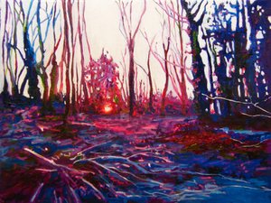 Pôr do sol num campo gelado, 2009 (óleo sobre tela) de Helen White