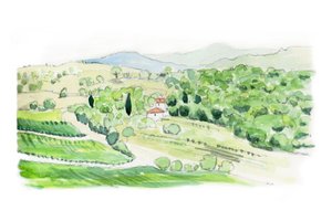 Colina da Toscana, 2014 (lápis e aguarela)